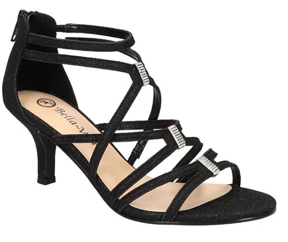 Bella Vita Shoes - BELLA VITA 'KARLETTE' DRESS HEEL SANDAL BLACK GLITTER FABRIC WOMENS 6W WIDE NEW